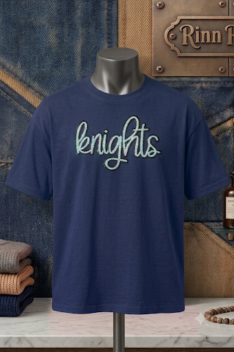 Sequin Knights Tee: Navy