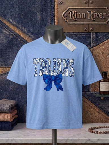 Trojans Floral T-Shirt:Youth T-Shirt: Carolina Blue