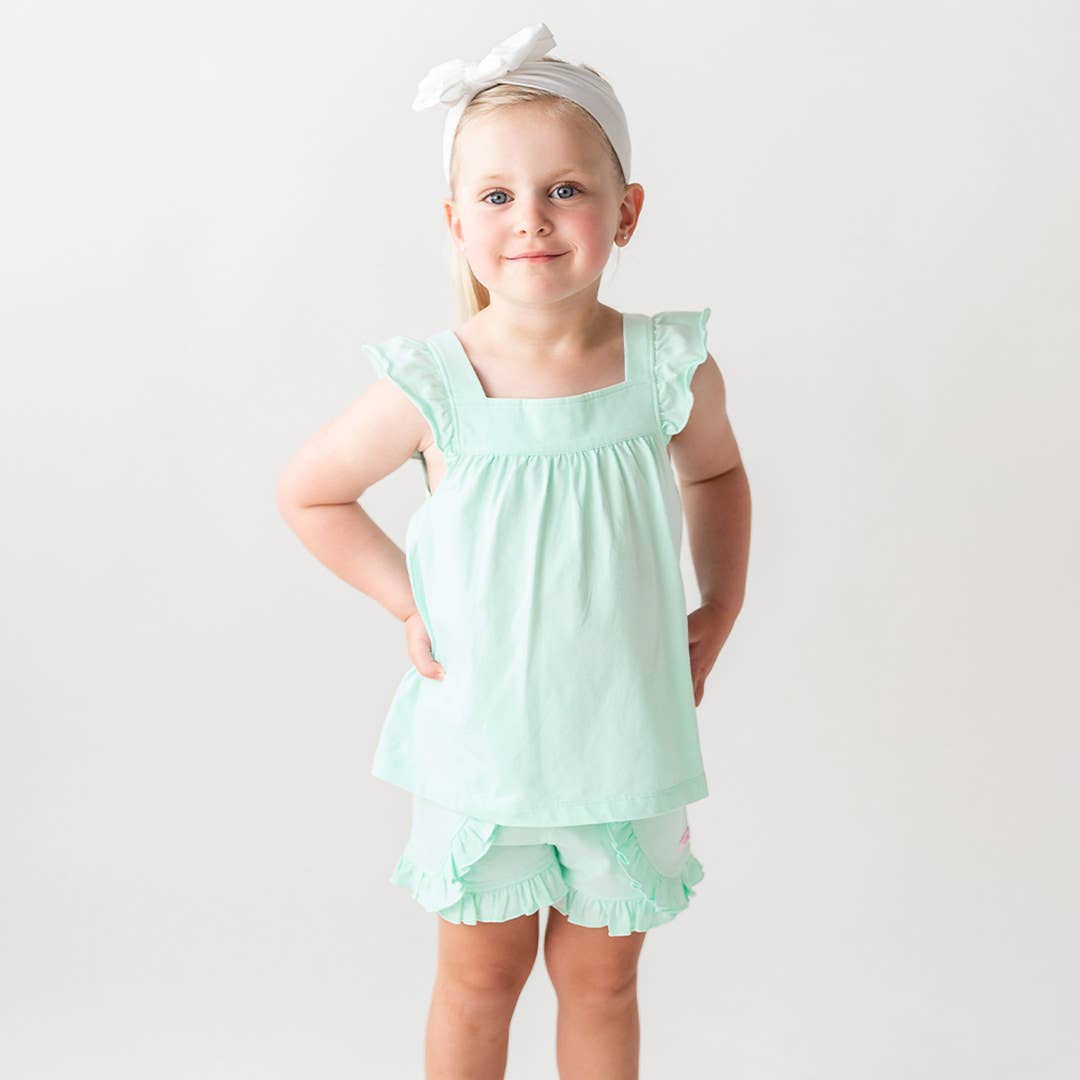 Ruffle Butts Square Neck Flutter Tank Knit