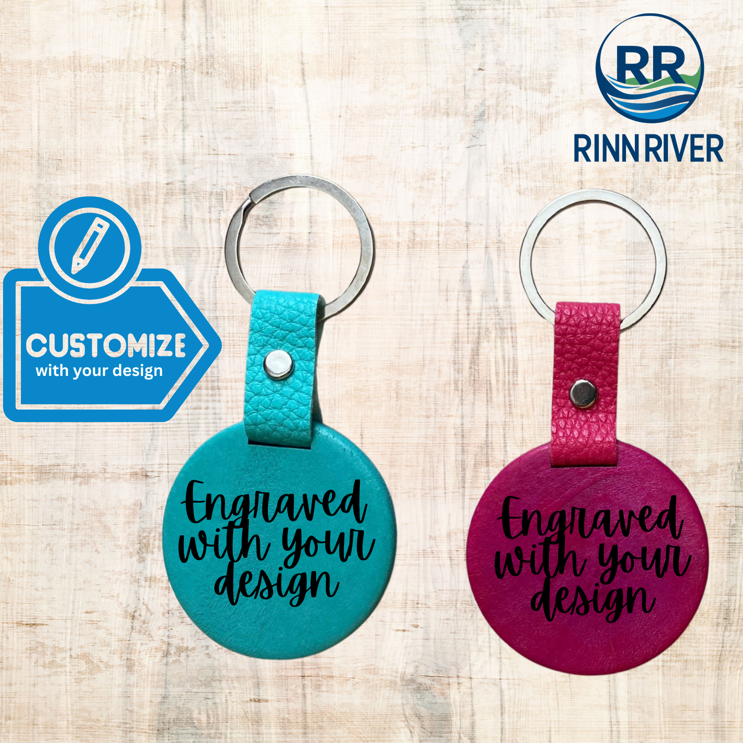 Round Colored Keychains: Teal