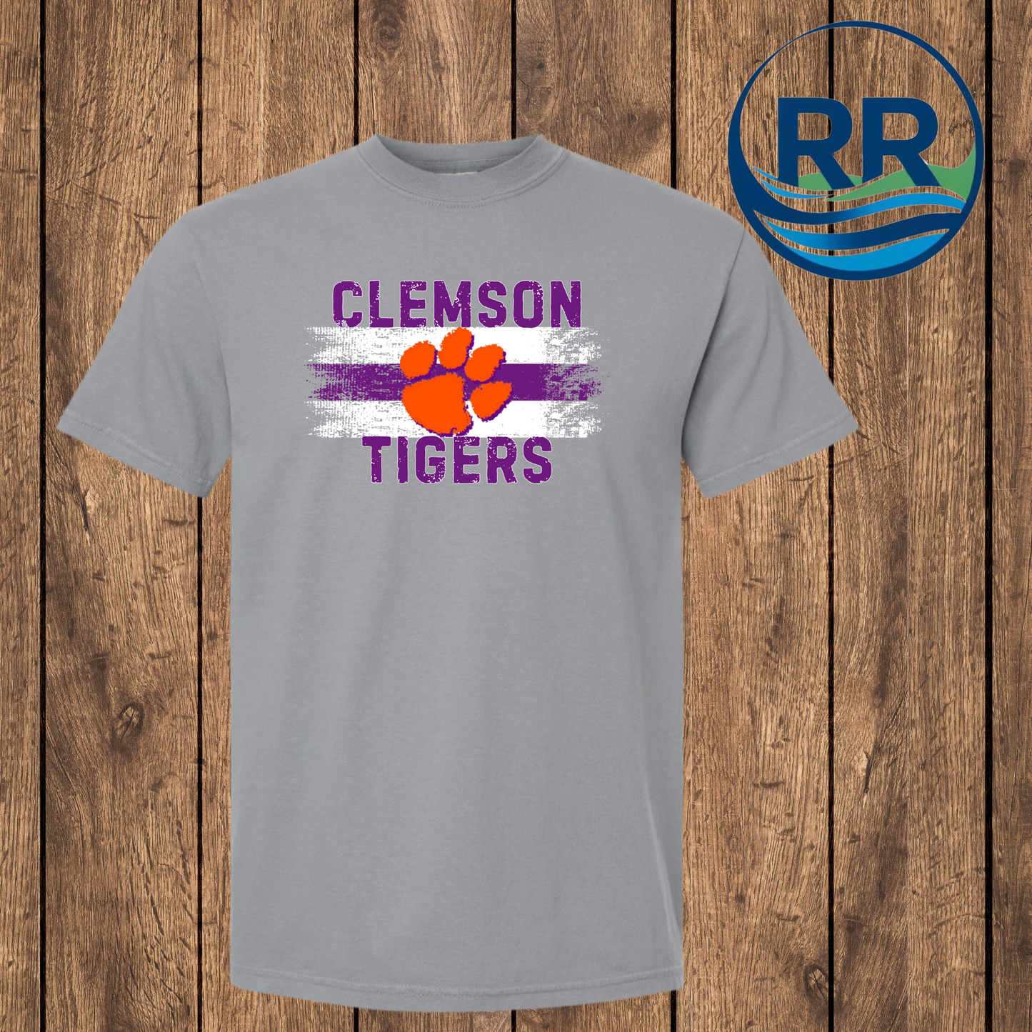 Distressed Clemson Comfort Color T, Granite