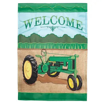Welcome Tractor Double Applique Garden Flag*