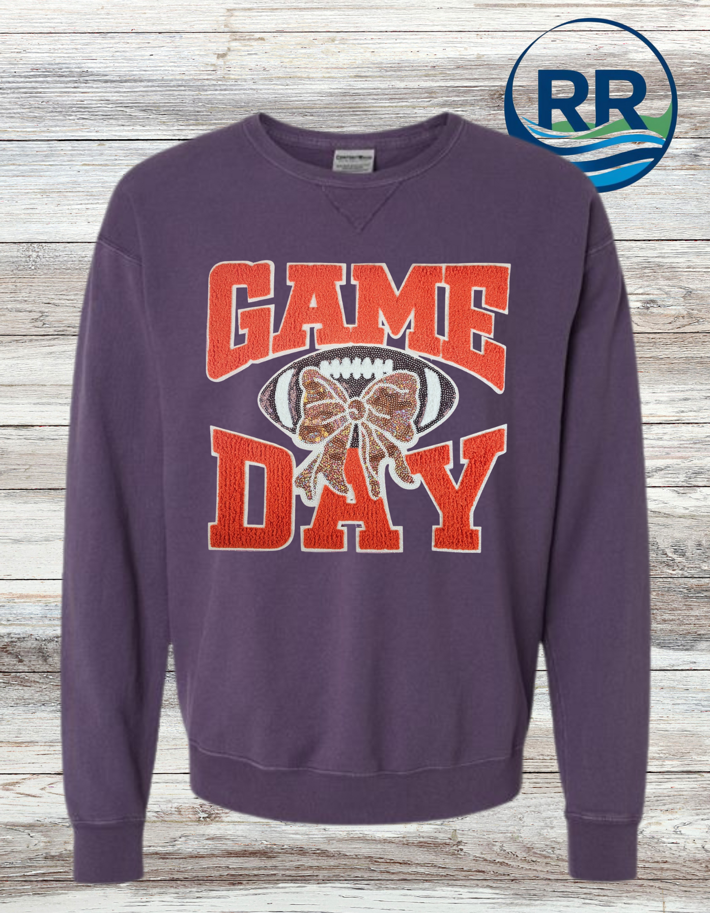 Football Orange Game Day on ComfortWash Crewneck Purple