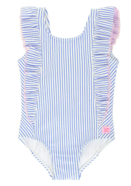 Ruffle Butts Periwinkle Blue Seersucker Waterfall One Piece
