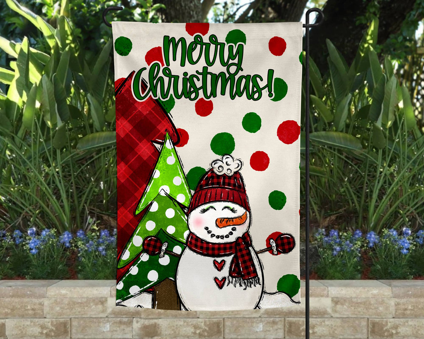 Garden Flag: Merry Christmas Snowman and Trees*