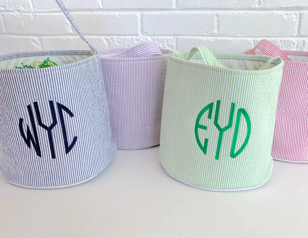 Gingham Personalized Embroidered Easter Buckets*