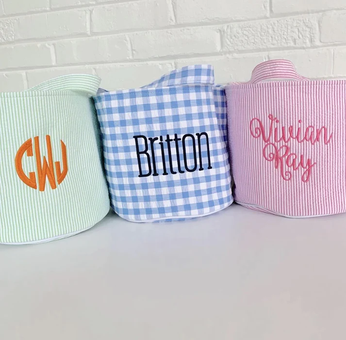 Gingham Personalized Embroidered Easter Buckets*