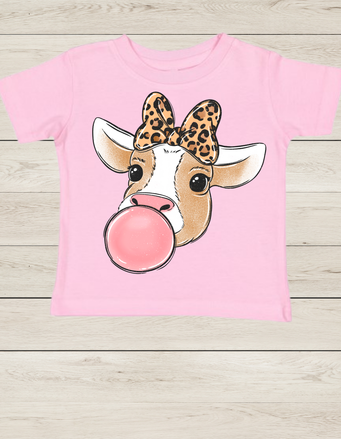 Bubble Gum, Moo Cow, Pink Toddler Short Sleeve Tee*