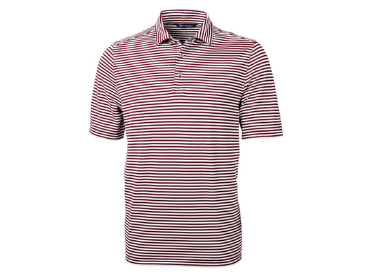 Cutter & Buck Stripe Mens Polo: Bordeaux