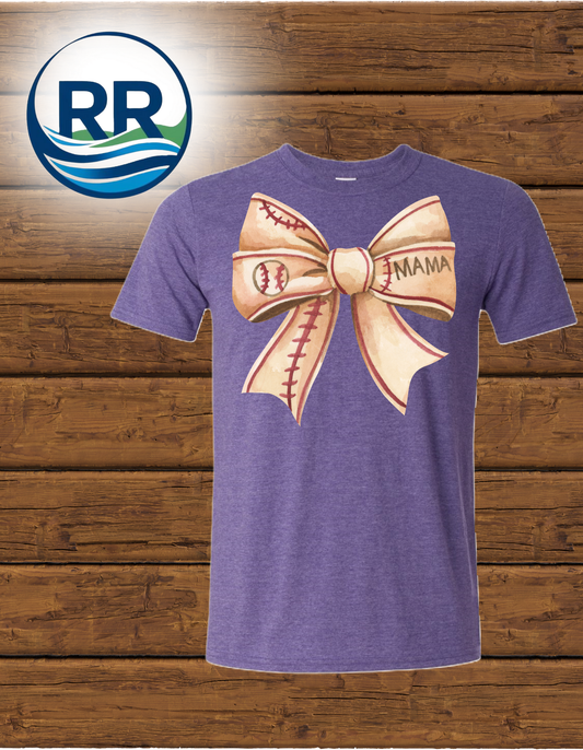 Baseball Mama Bow-Heathered Purple