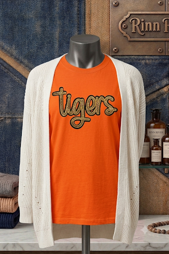 Sequin Tiger Tee: Softstyle Orange