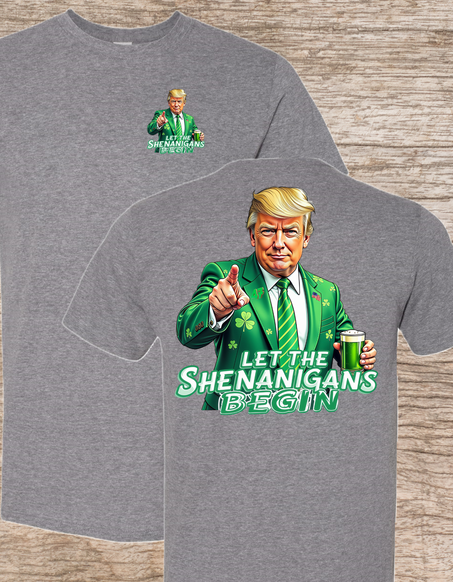 Trump Shenanigans on Gray Back Print