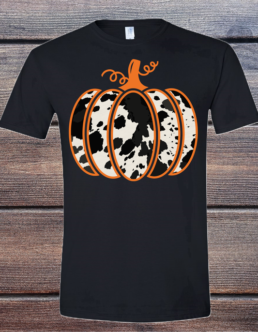 Cow Print Orange Pumpkin Tee