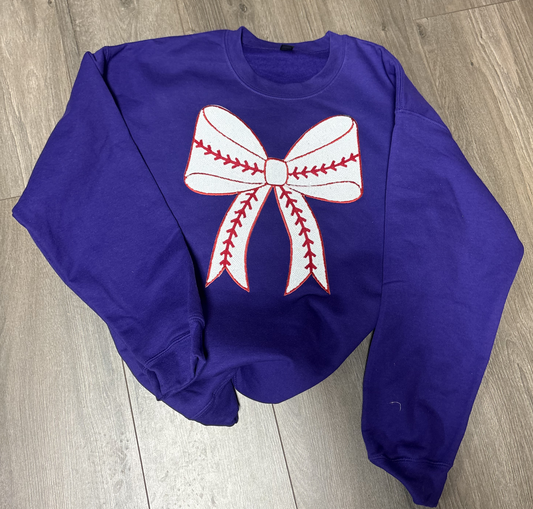 Sequins Baseball Bow: Crew, Purple