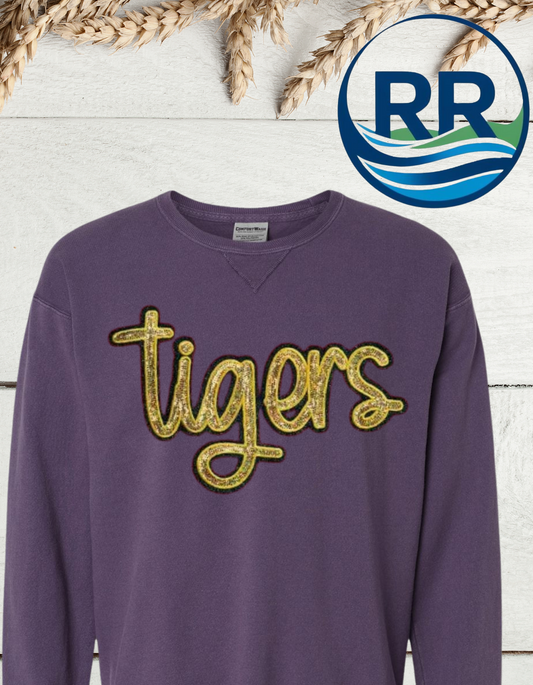 Tigers Gold Sequin ComfortWash Crewneck Purple