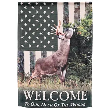 Deer Camo Welcome Garden Flag