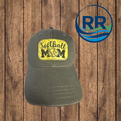 Softball Mom Patch Cap, Black/Stone