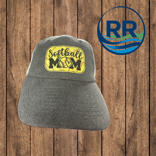 Softball Mom Patch Cap, Black/Stone