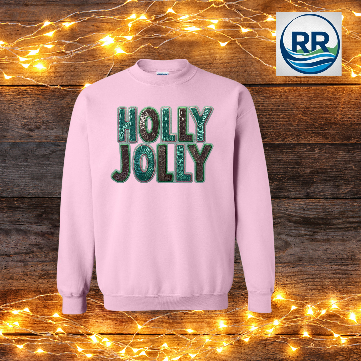 Holly Jolly Sequin Crew Sweatshirt: Pink