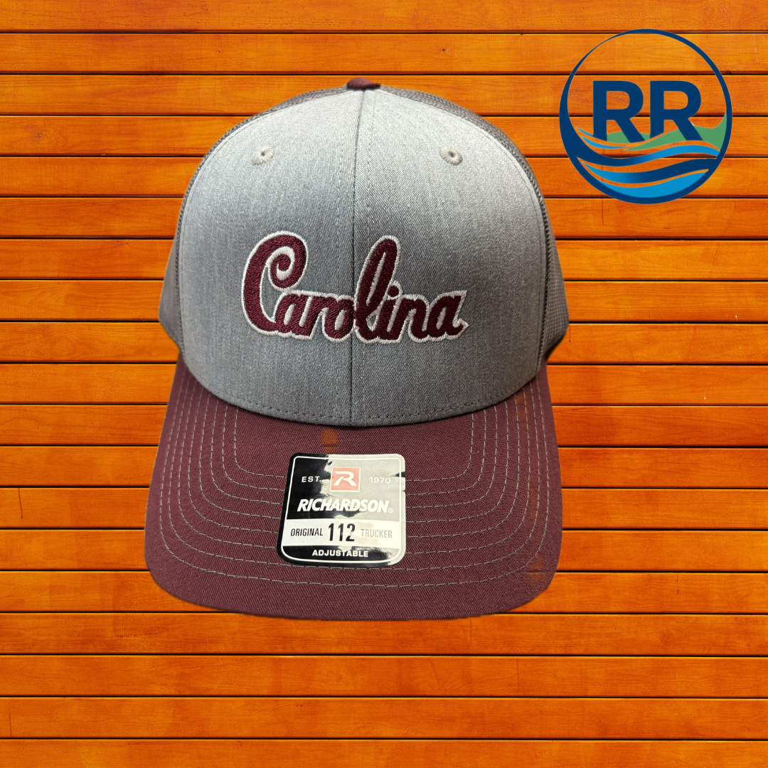 Richardson 112 Heather Grey/charcoal/Maroon: Carolina Script