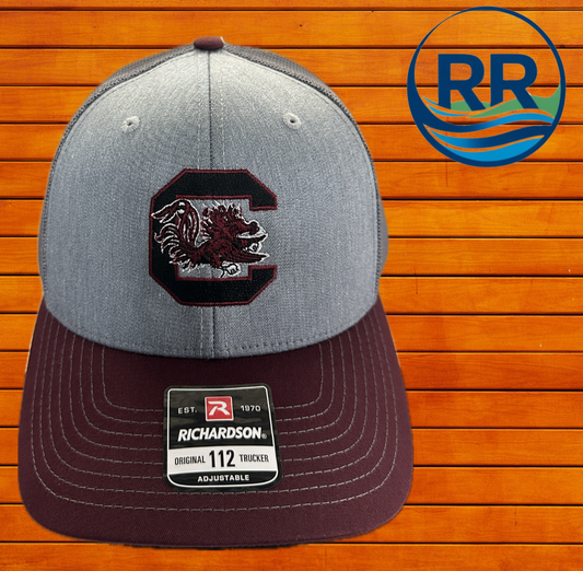Richardson 112 Heather Grey/ Charcoal/ Maroon: Gamecock Block C