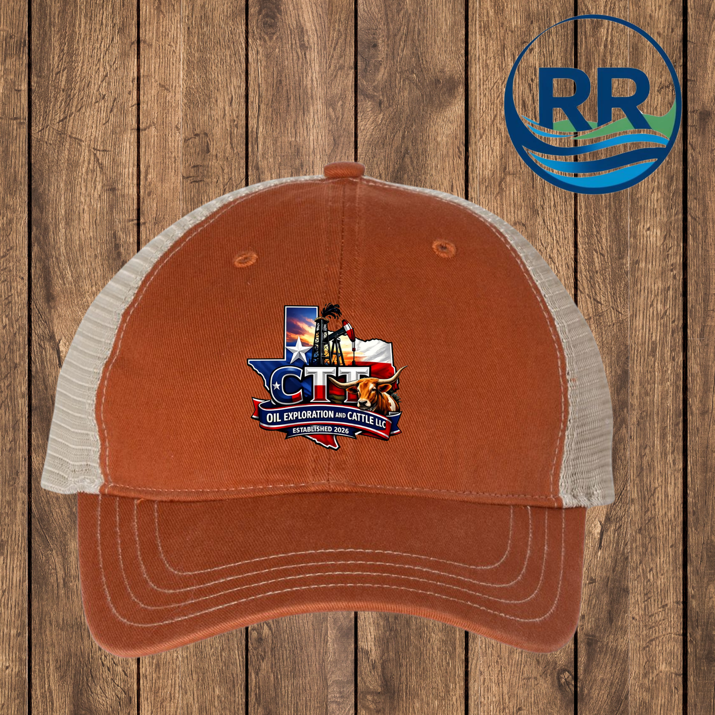 CTT Oil Exploration and Cattle LLC, Hat: Texas Orange/ Khaki