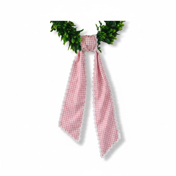 Custom Monogram Wreath Sash: Plaid Pink