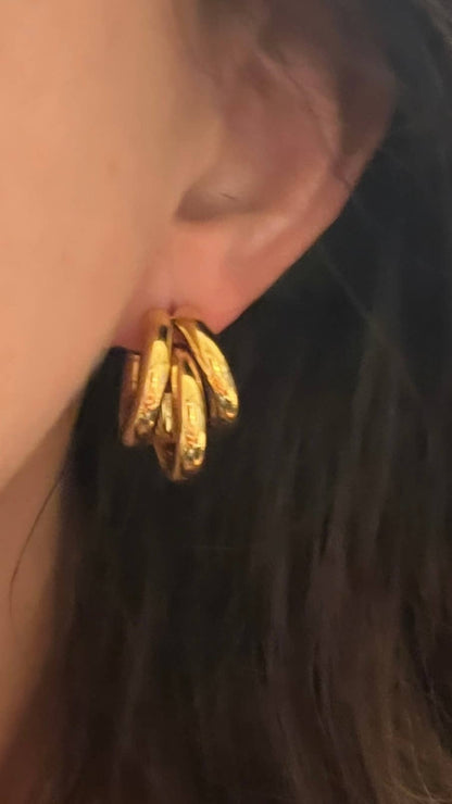 Triple Hoop Earrings - Water and Tsrnish Resistant