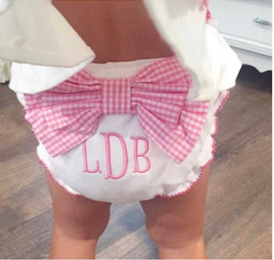 Gingham Bow Diaper Cover*