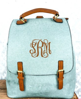 Blue Faux Leather Satchel Backpack*